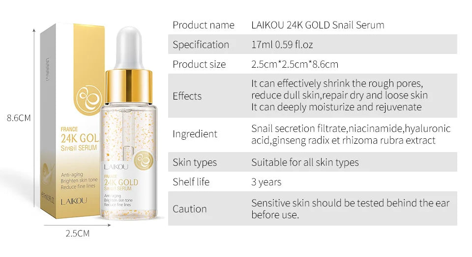LAIKOU 24K Gold & Vitamin C Serum – Deep Moisture & Glow (17ml)